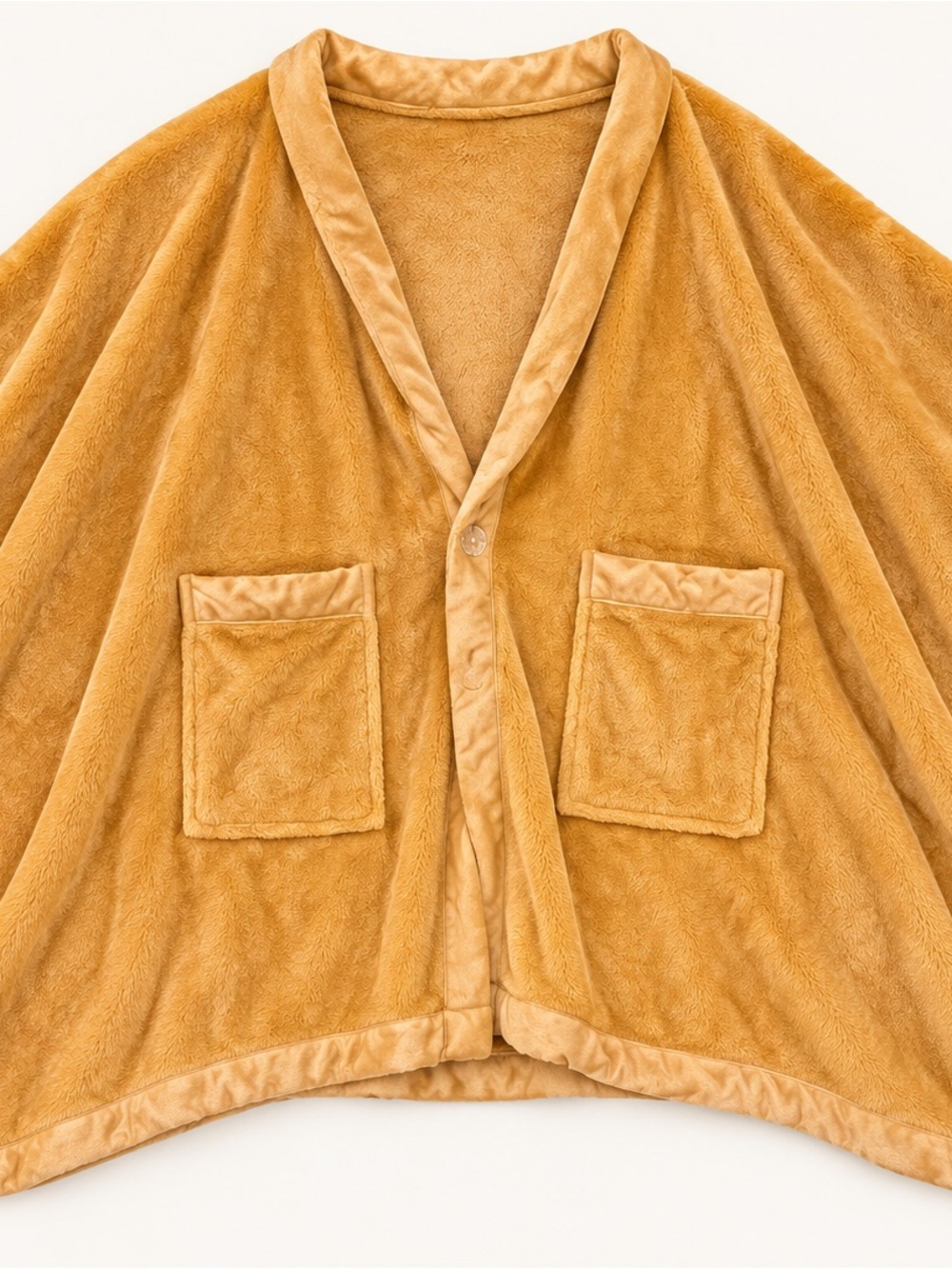 Plush Button-Front Jacket in Mustard